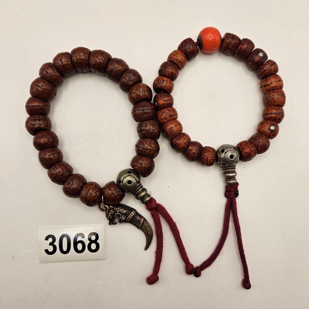 VINTAGE TIBETAN INSPIRED WOODEN MALA BRACELET ETHINIC JEWELRY LOT